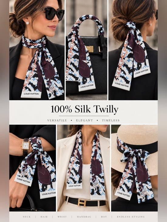 Accessories - NWT 100% Silk Twilly Scarf – 46” × 3.2”